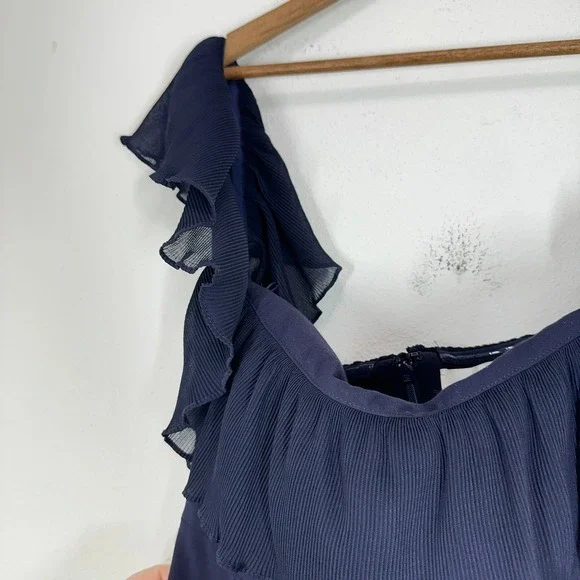 Likely Navy Blue Ruffle Off Shoulder‎ Midi Dress Formal Evening Gown Size 12 - Picture 8 of 16